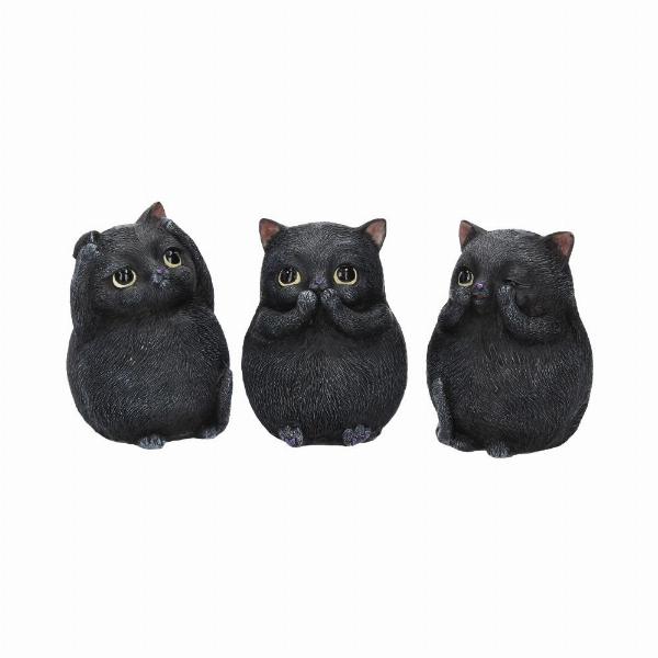 Photo #5 of product B3655J7 - Three Wise Fat Cat Figurines 8.5cm - 3 Wise Cute Cats