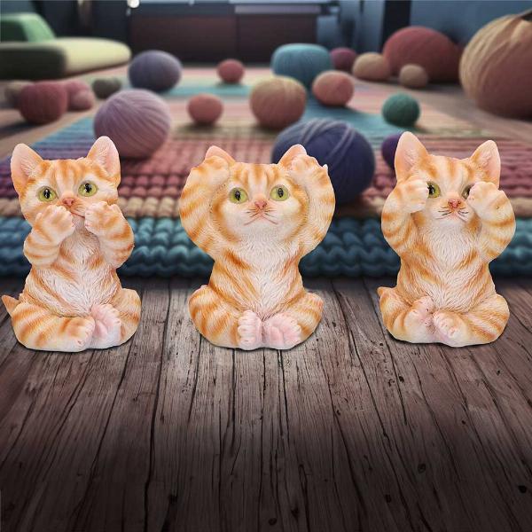Photo #5 of product U6958A25 - Three Wise Ginger Cats Figurines (Set of 3)  See No, Hear No , Speak No Cats