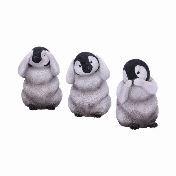 Photo #2 of product U4921R0 - See No, Hear No, Speak No Evil Emperor Penguin Chick Figurines