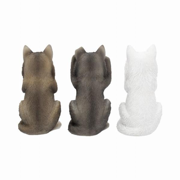 Photo #3 of product B4472N9 - Three Wise Wolves Figurines 10cm