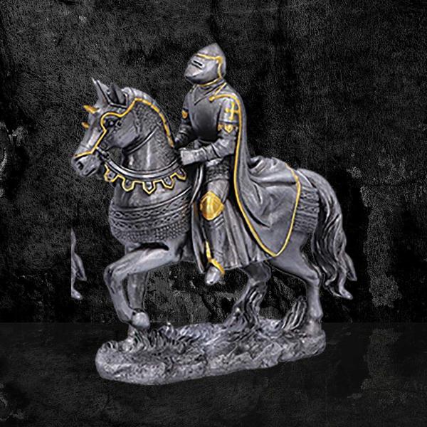 Photo #3 of product B5120R0 - Set of Six small Medieval War Horse and Armoured Rider Figurines