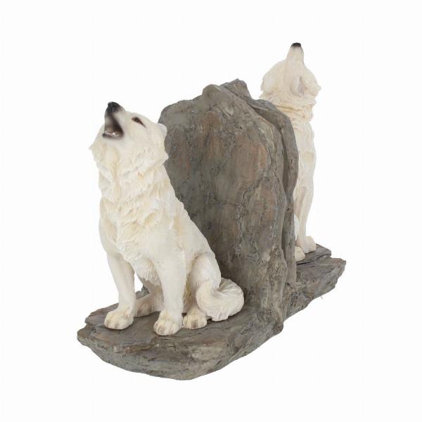 Photo #3 of product H2522G6 - Wardens of the North White Wolf Bookends