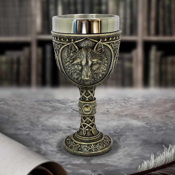 Photo #5 of product U6715A24 - Wild Thirst Medieval Wolf Chalice 20cm