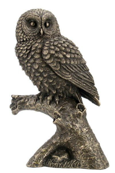 Photo of Bronze Owl on Branch Figurine