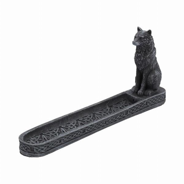 Photo #1 of product C0854C4 - Catching The Scent Obsidian Wolf Incense Burner 25cm