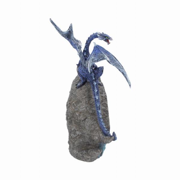 Photo #4 of product U4497N9 - Cobalt Custodian Fantasy Blue Dragon Sitting On A Geode 23cm