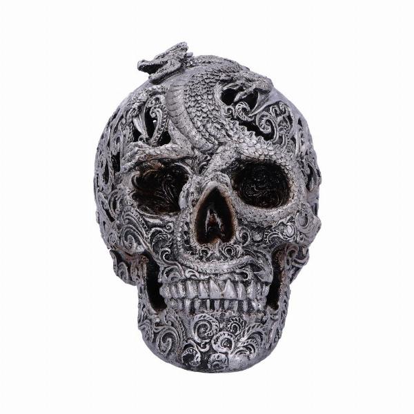 Photo #1 of product U4977R0 - Silver Cranial Drakos Engraved Dragon Skull Ornament