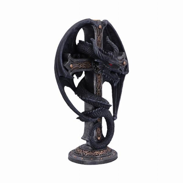 Photo #4 of product D5983W2 - Dark Ember Gothic Dragon Candle Holder 24.5cm