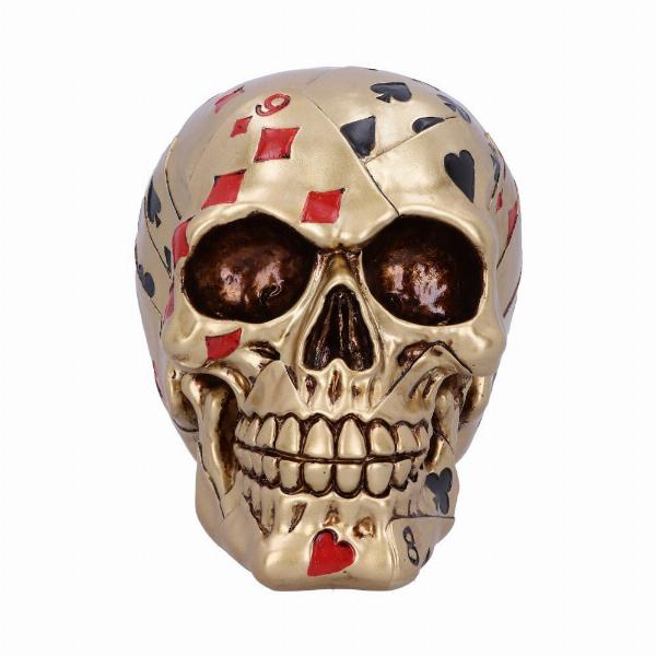 Photo #2 of product U5280S0 - Dead Mans Hand Golden Playing Card Skull Ornament