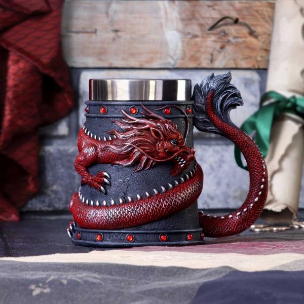 Photo #5 of product B5884V2 - Dragon Coil Tankard Red 16cm