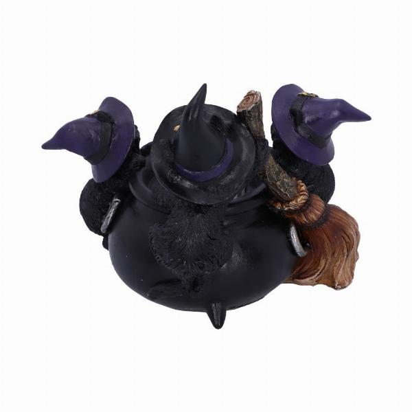 Photo #3 of product U5952V2 - Familiar Cauldron Black Cat Candle Holder 12.5cm
