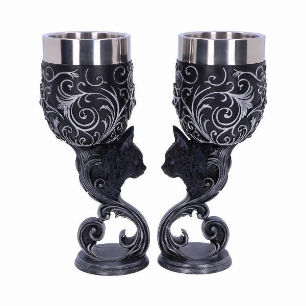 Photo #1 of product B5150R0 - Familiars Love Twin Cat Heart Set of Two Goblets