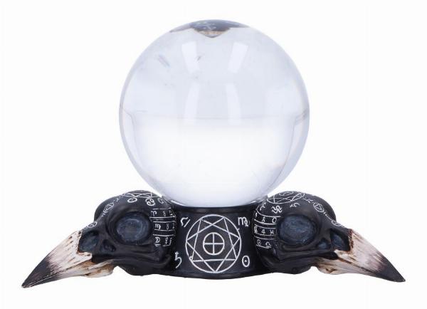 Photo #1 of product D6770A24 - Gothic Raven Crystal Ball and Holder 15cm