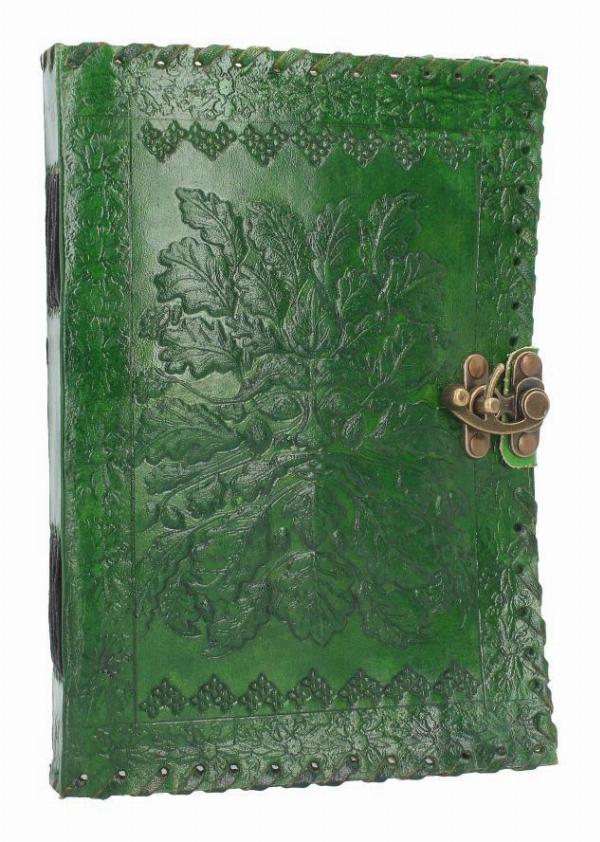 Photo #1 of product D4272M8 - Real Leather Greenman Green Embossed Journal with Lock