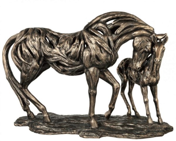 Photo of Guidance Mare and Foal Contemporary Bronze Horse Figurine Large 56cm