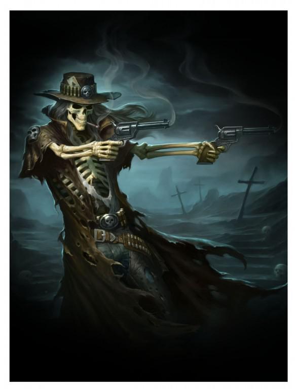 Photo of Gun Slinger Skeleton Cowboy 3D Picture 28.5 x 38.5cm.