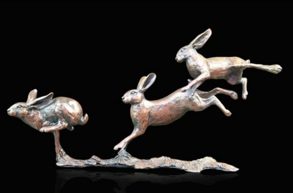 Photo of Hares Running Bronze Figurine (Limited Edition) Michael Simpson
