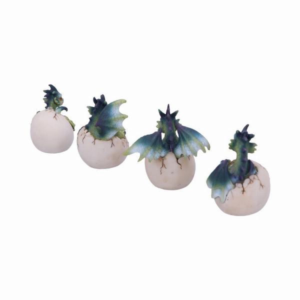 Photo #4 of product U5073R0 - Set of Four Hatchlings Emergence Dragonling Hatching from Egg Figurine