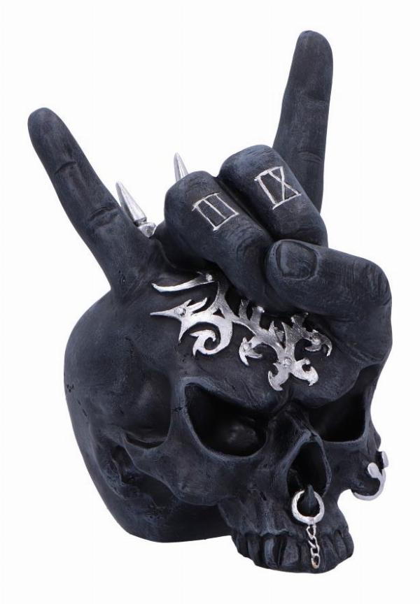 Photo #1 of product U6864C24 - Horns Up Rocking Skull Ornament