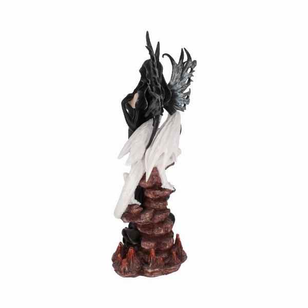 Photo #3 of product NEM3074 - Isabelle 57cm Dark Fairy and White Dragon Figurine