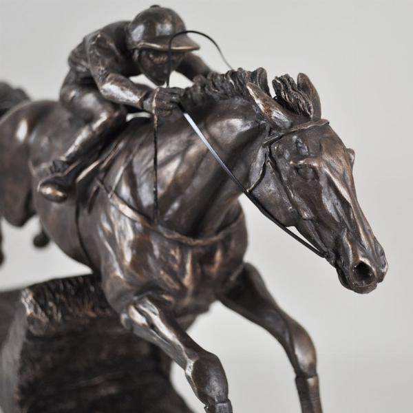 Photo of Istabraq Cold Cast Bronze Horse and Jockey Horse Racing Sculpture by Harriet Glen