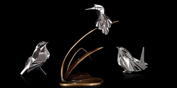 Photo of Kingfisher Hallmarked Sterling Silver and Bronze Figurine NOMI Design