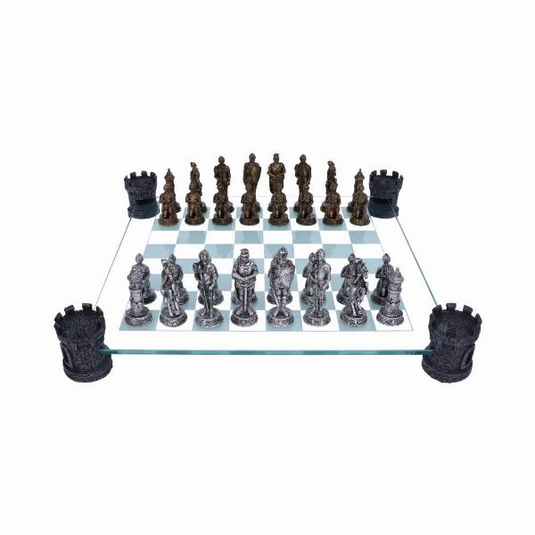 Photo #5 of product D1824E5 - Raised Medieval Knight Chess Set With Corner Towers 43cm