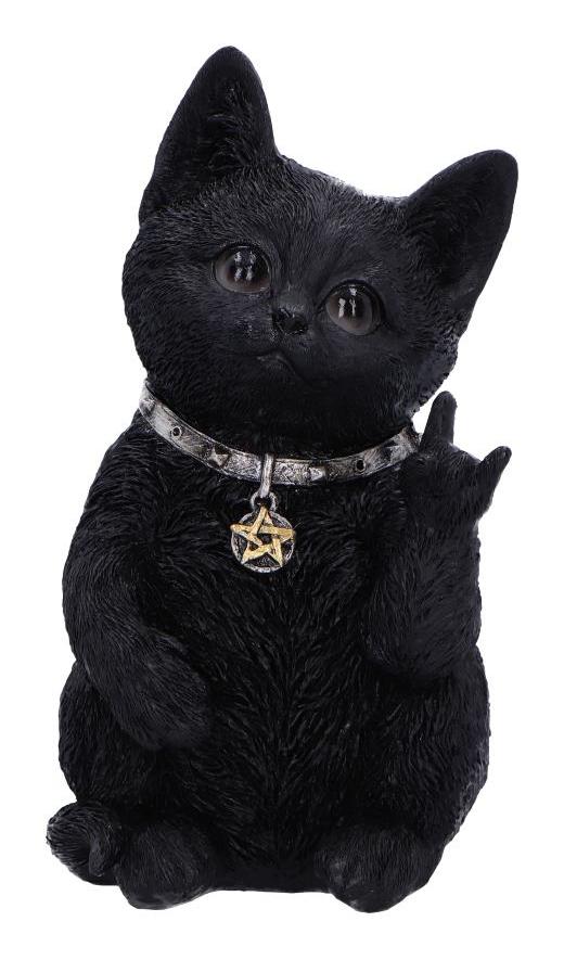 Photo #1 of product U6862C24 - Metallicat Black Cat Throwing Rock Hand Sign