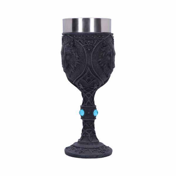 Photo #4 of product U2501G6 - Night Wolf Black Gothic Animal Goblet 19.5cm