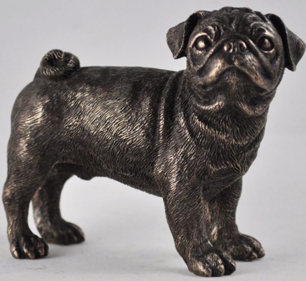 Photo of Pug Standing Bronze Dog Sculpture Small