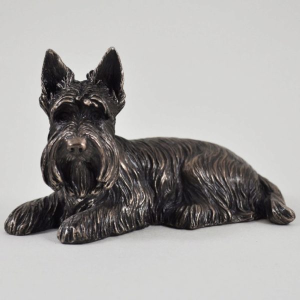 Photo of Scottie Dog Lying Bronze Dog Sculpture