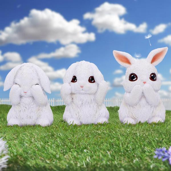 Photo #5 of product B6900C24 - Three Wise White Bunny Figurines