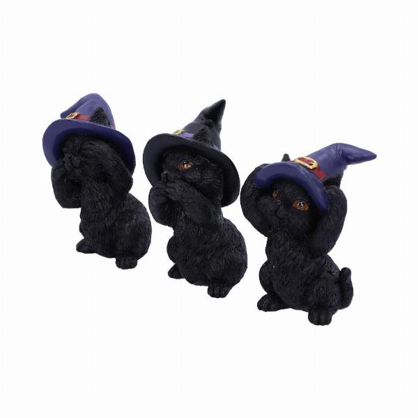 Photo #2 of product U5487T1 - Three Wise Familiars See No Hear No Speak No Evil Black Cats Figurine