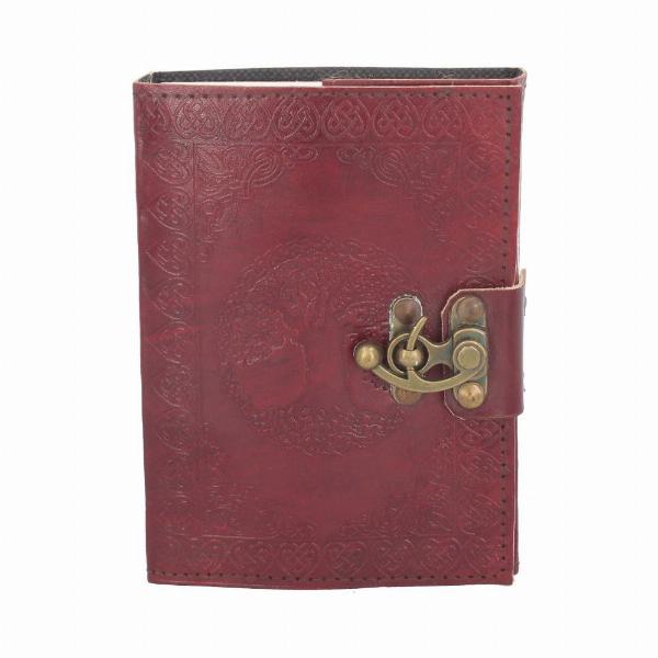 Photo #5 of product D1666E5 - Lockable Tree Of Life Red Leather Journal 13 x 18cm