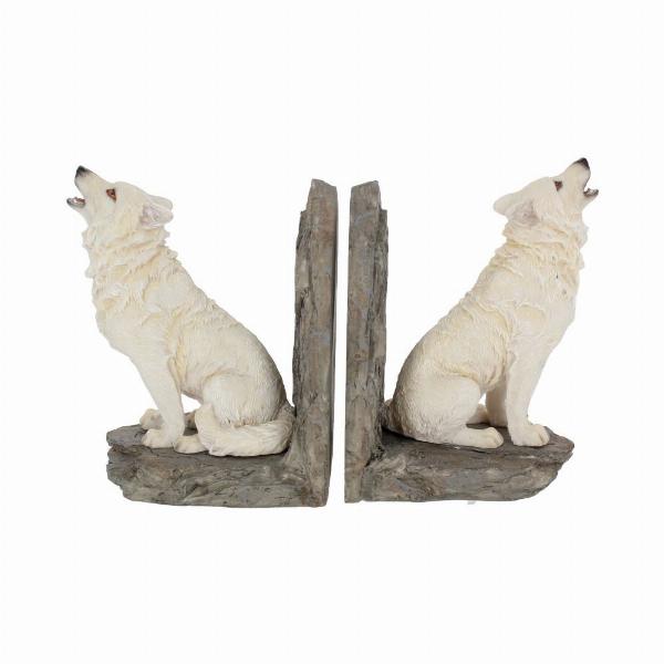 Photo #4 of product H2522G6 - Wardens of the North White Wolf Bookends