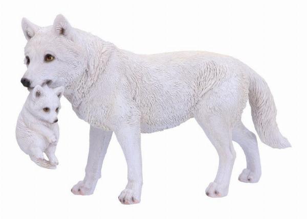 Photo #1 of product U6131W2 - Winter Bond Mother Wolf and Pup Figurine 30cm