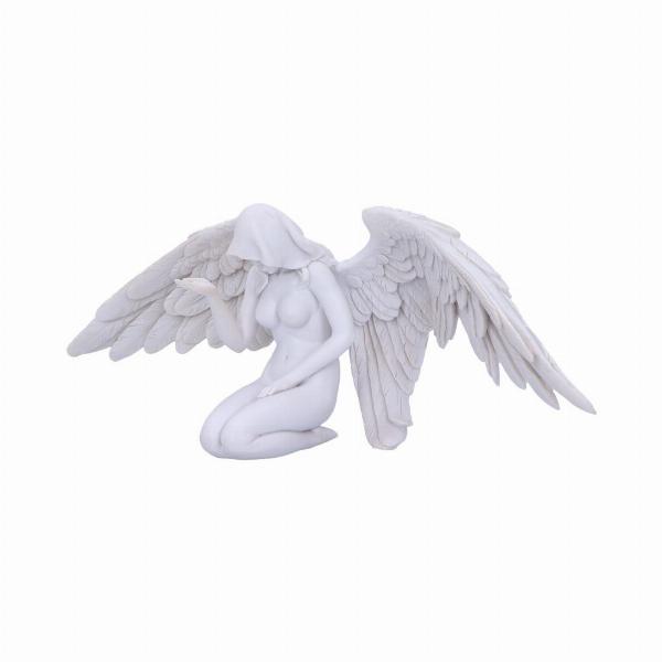 Photo #2 of product U5468T1 - White Angels Offering Kneeling Caped Angel Figurine