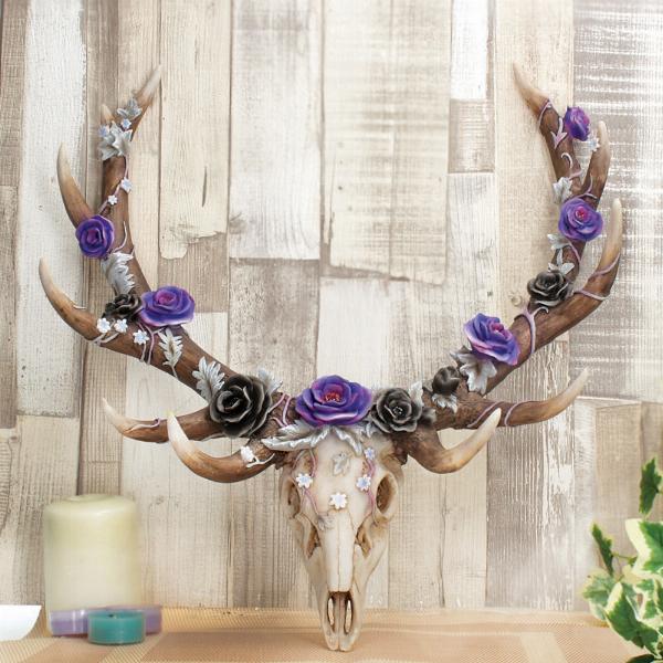 Photo #3 of product C4035M8 - Antlers of Eden Floral Decorated Animal Deer Skull