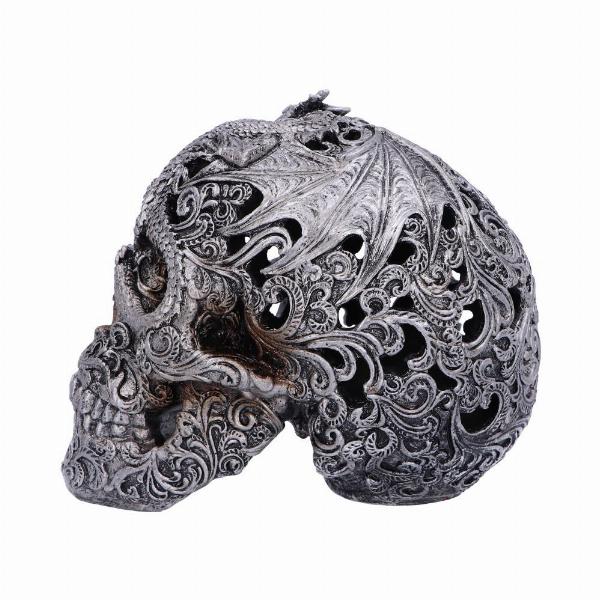 Photo #2 of product U4977R0 - Silver Cranial Drakos Engraved Dragon Skull Ornament