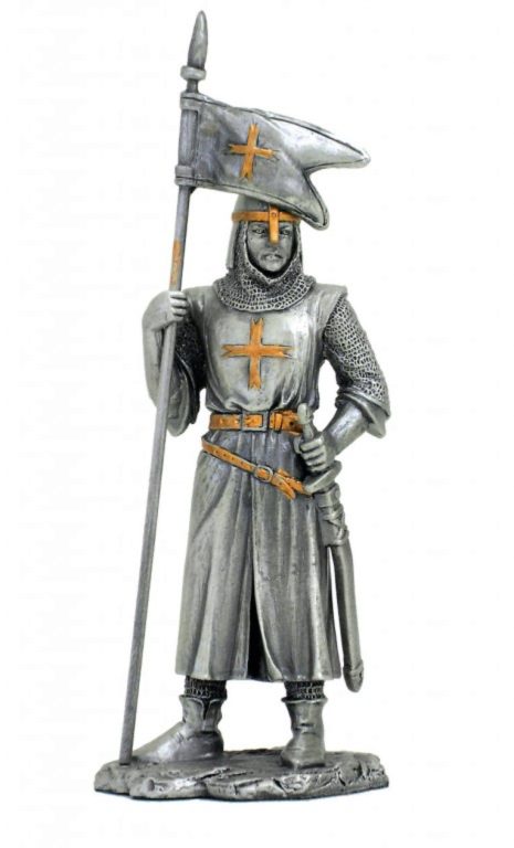 Photo of Crusader with Flag Pewter Figurine