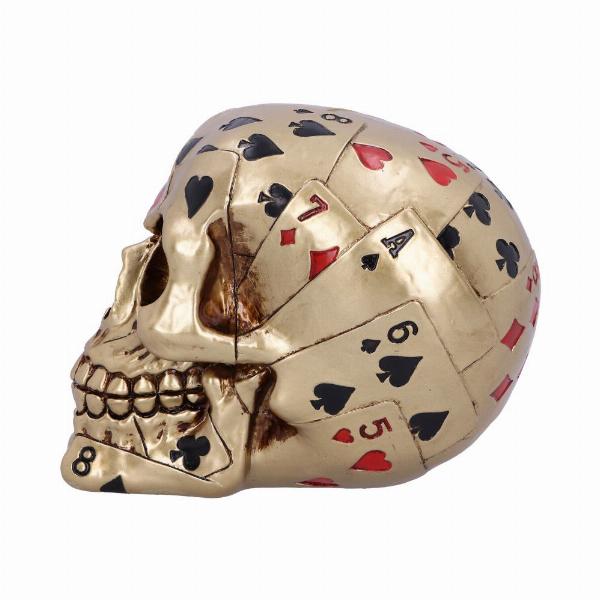 Photo #3 of product U5280S0 - Dead Mans Hand Golden Playing Card Skull Ornament