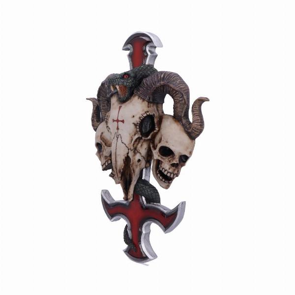 Photo #2 of product B5304S0 - James Ryman Devils Cross Ram's Skull Petrine Cross Wall Plaque