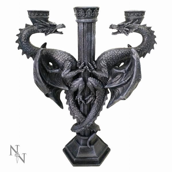 Photo #1 of product U2553G6 - Dragon's Altar Candelabra Black Gothic Triple Candle Holder