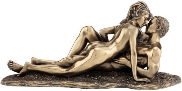 Photo of Entwined Bronze Nude Couple Figurine 28cm