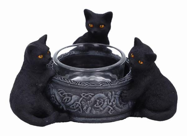 Photo #1 of product D5928V2 - Familiar Trio Cat Tea Light Holder 10cm