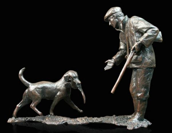 Photo of First Retrieve Man and Dog Bronze Figurine (Limited Edition) Michael Simpson