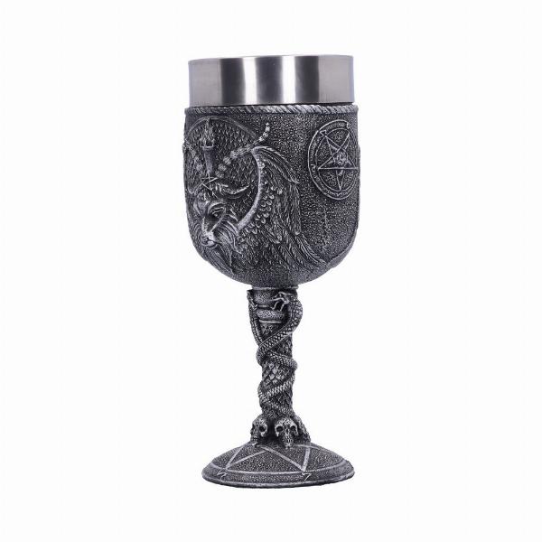 Photo #2 of product C1963F6 - Baphomet Goblet Silver Goat God Deity Wine Glass