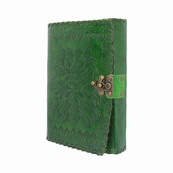 Photo #2 of product D4272M8 - Real Leather Greenman Green Embossed Journal with Lock