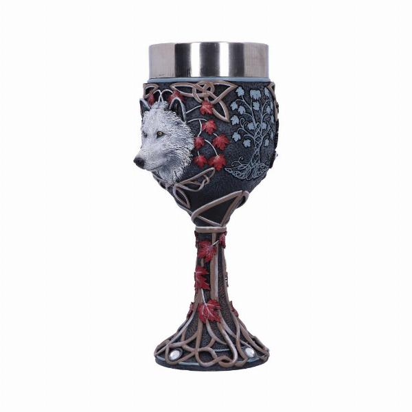 Photo #2 of product B5397S0 - Lisa Parker Guardian of the Fall White Autumn Wolf Goblet