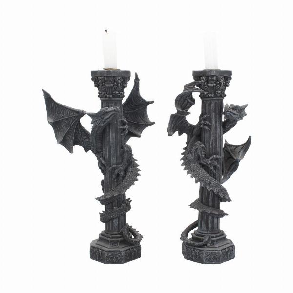 Photo #1 of product NEM2842 - Guardians of the light Dragon Candle Holders (Set of 2) 28cm